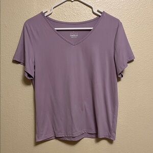 SHEIN Women's Purple V-Neck Short Sleeve Tee